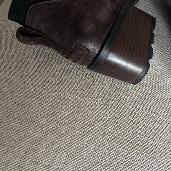 SORREL women leather chocolate brown heeled booties size 10 - Picture 6 of 8